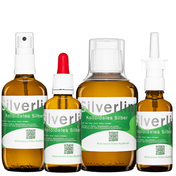 Silverlin Comfortset Mini: Kolloidales Silber im Set mit Nasenspray und Pipettenflasche für die praktische Anwendung unterwegs.